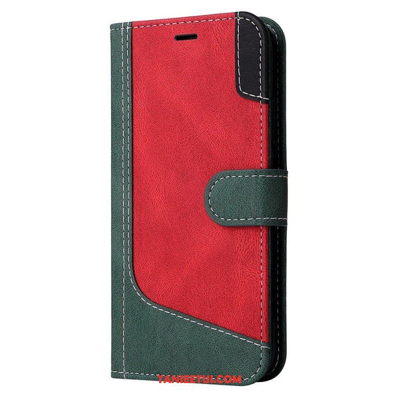 Etui Folio do iPhone 14 Pro Max z Łańcuch Trójkolorowy Pasek