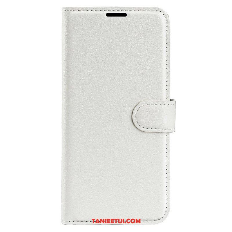 Etui Folio do iPhone 15 Klasyczna Sztuczna Skóra Litchi