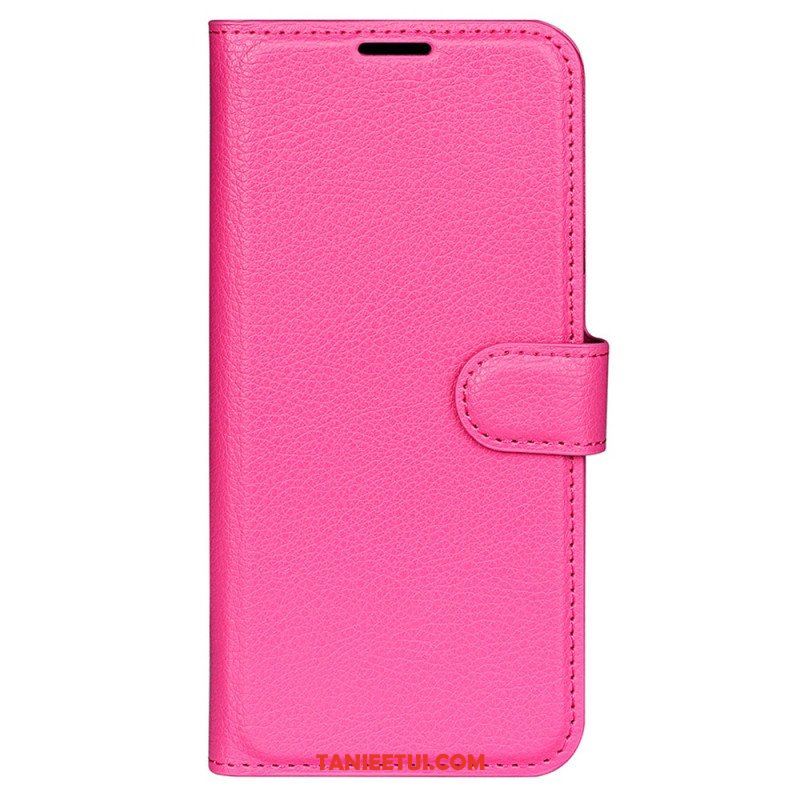 Etui Folio do iPhone 15 Klasyczna Sztuczna Skóra Litchi