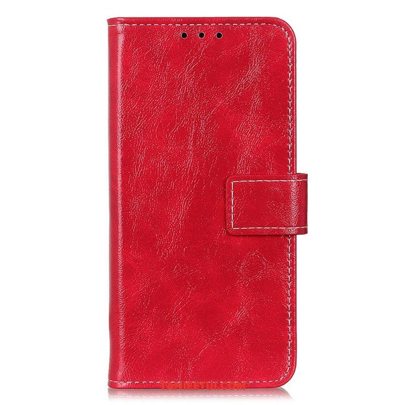 Etui Folio do iPhone 15 Lakierowane Z Widocznymi Szwami