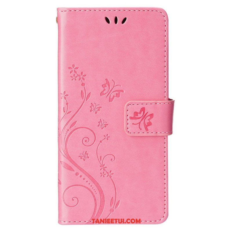 Etui Folio do iPhone 15 Plus Kwiaty I Motyle