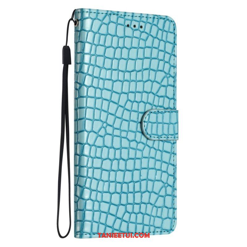 Etui Folio do iPhone 15 Plus Styl Krokodyla Z Paskiem