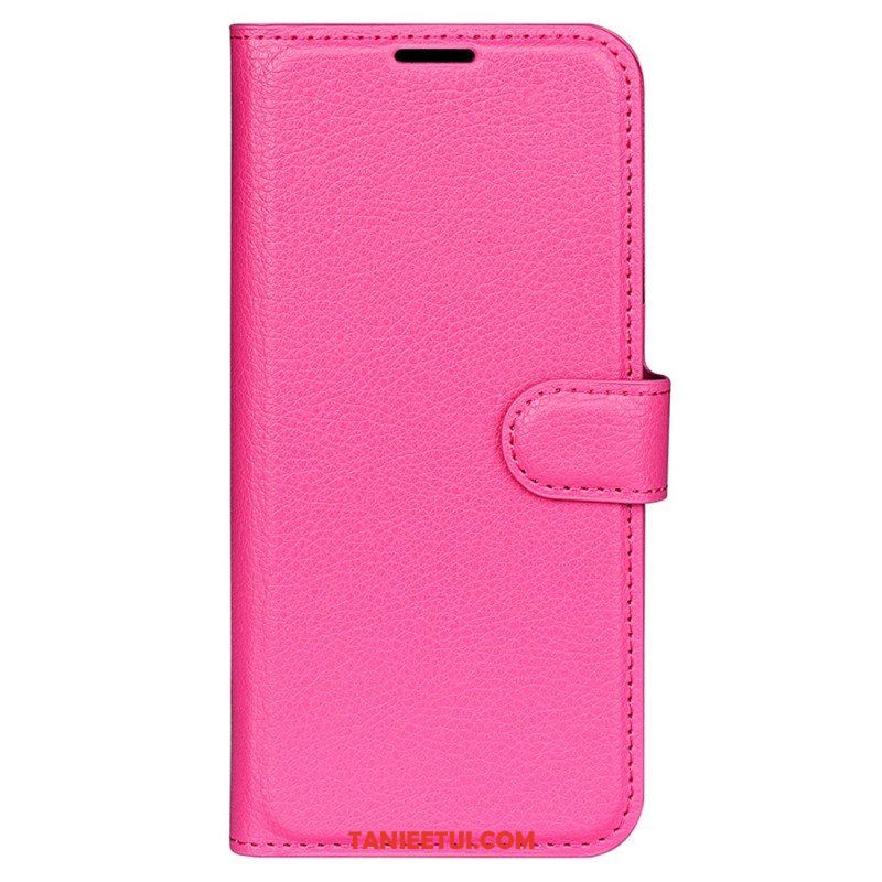 Etui Folio do iPhone 15 Pro Klasyczna Sztuczna Skóra Litchi