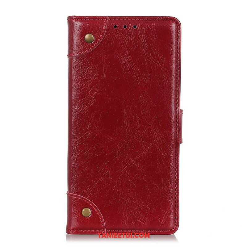 Etui Na Telefon do Samsung Galaxy A42 5G Etui Folio Nity Z Dzielonej Skóry Nappa