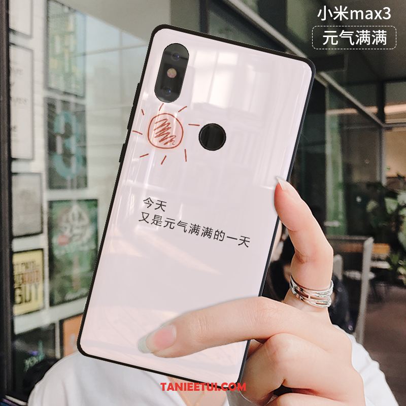 Etui Xiaomi Mi Max 3 Tendencja Szkło Hartowane Ochraniacz, Futerał Xiaomi Mi Max 3 Biały Anti-fall Silikonowe Beige