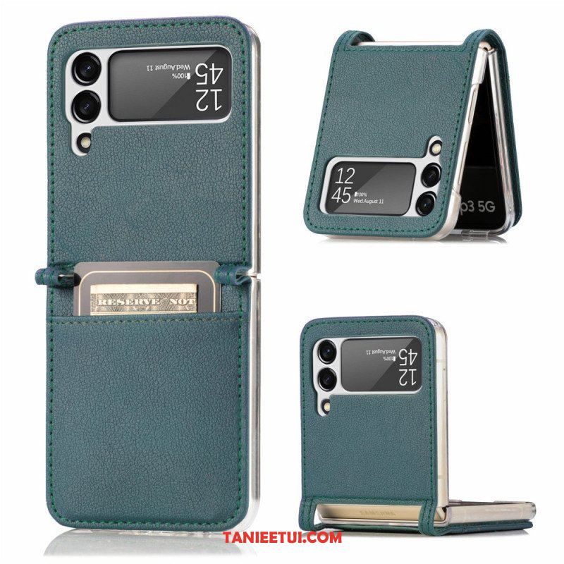 Etui do Samsung Galaxy Z Flip 3 5G Etui Folio Posiadacz Karty Ze Skóry Teksturowanej