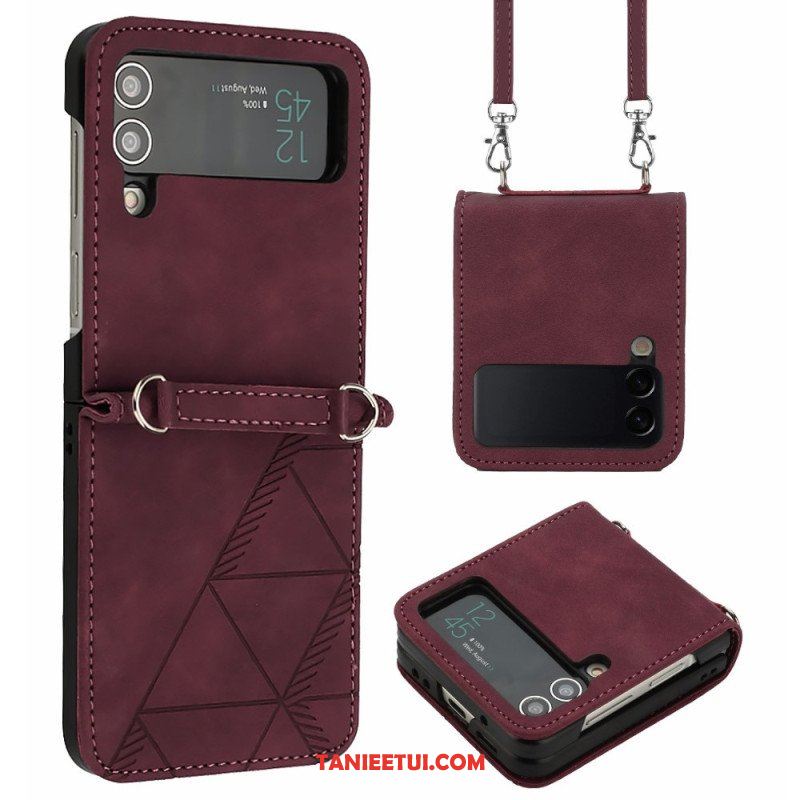 Etui do Samsung Galaxy Z Flip 4 Etui Folio Trójkąty Z Paskiem Na Ramię