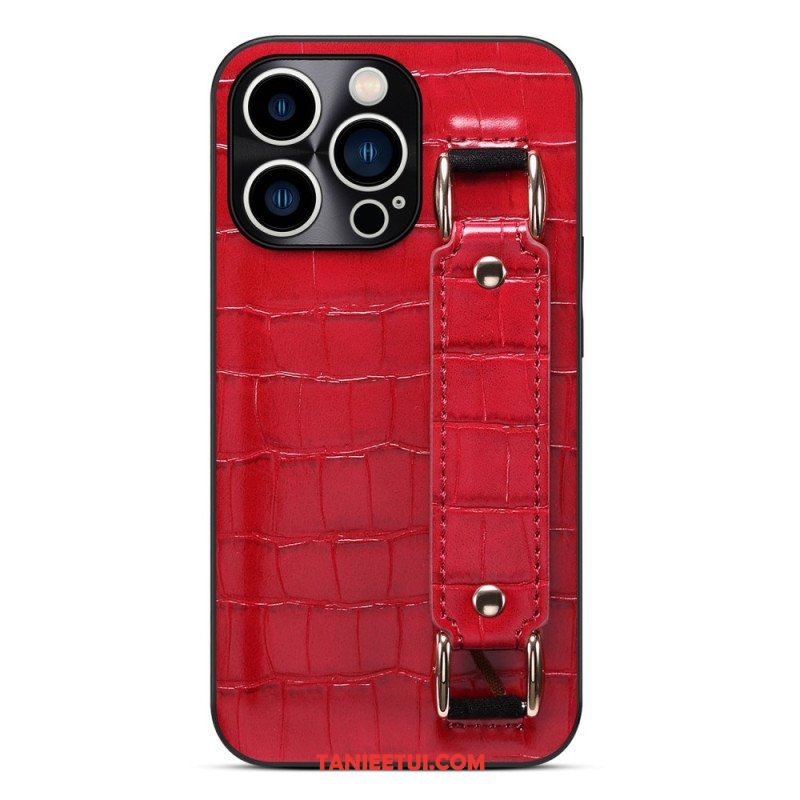 Etui do iPhone 14 Pro Max Etui Na Karty Z Paskiem Podtrzymującym Krokodyla