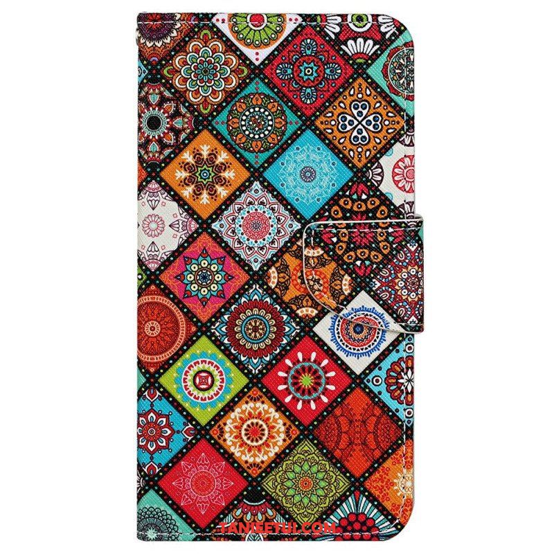 Obudowa Etui Na Telefon do iPhone 15 z Łańcuch Ładny Patchwork Z Paskiem