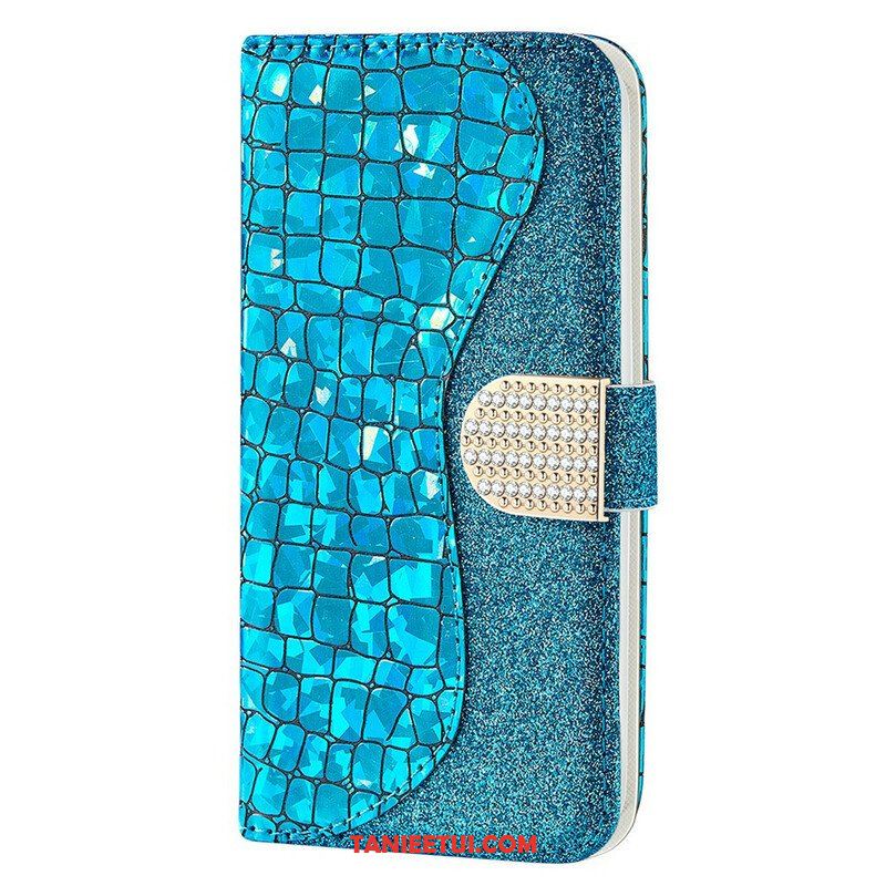 Skórzany Futerał do iPhone 13 Mini Krokodyle Diamenty