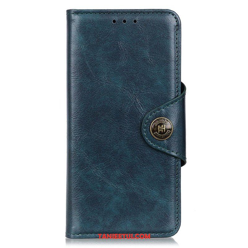 Etui Folio do Xiaomi Redmi Note 12 4G Guzik Khazneh Z Imitacji Lakierowanej Skóry